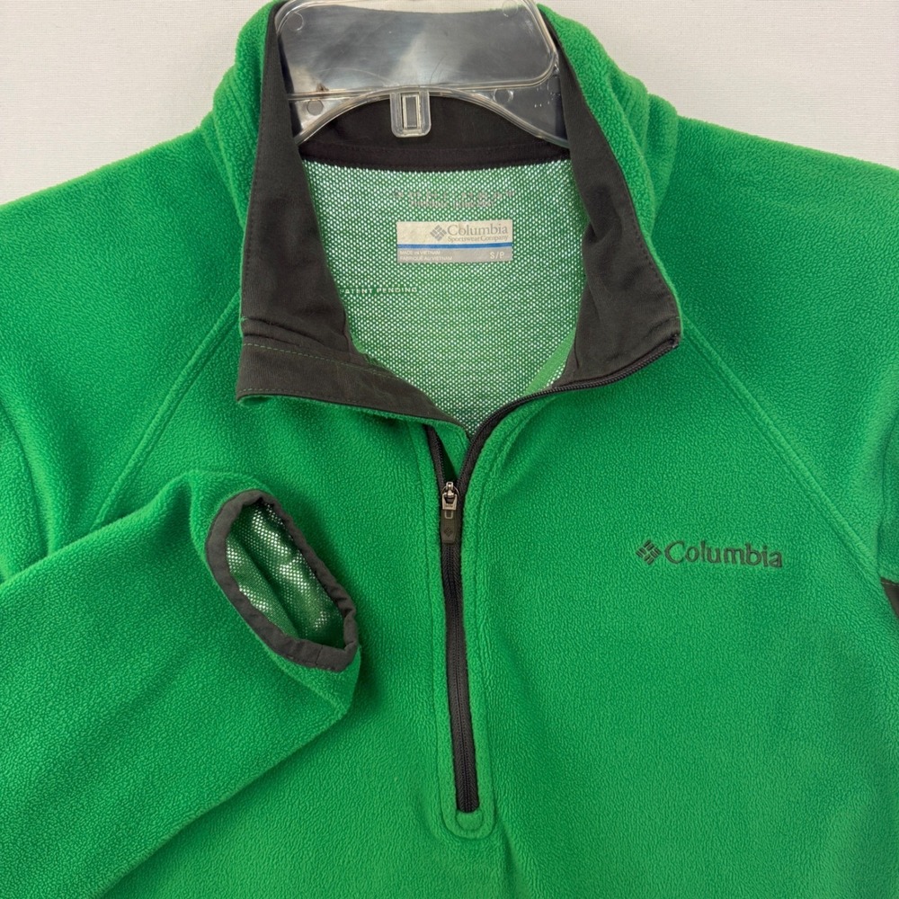 Columbia Omni Heat Fleece Pullover Jacket Men's‎ S/P Green Black  1/4 Zip Up